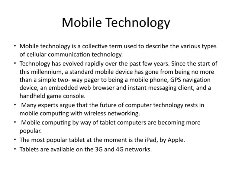 Evolution of Mobile Technology Trends | PDF