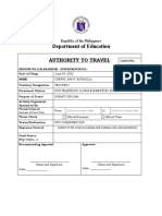 Authority to Travel Form