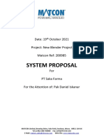 System Proposal: Date: 19 October 2021 Project: New Blender Project Matcon Ref: 200985