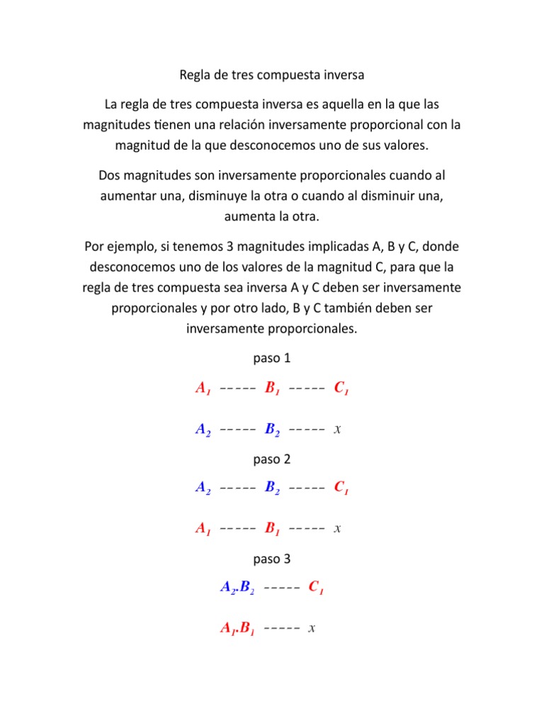 Regla de Tres Compuesta Inversa | PDF