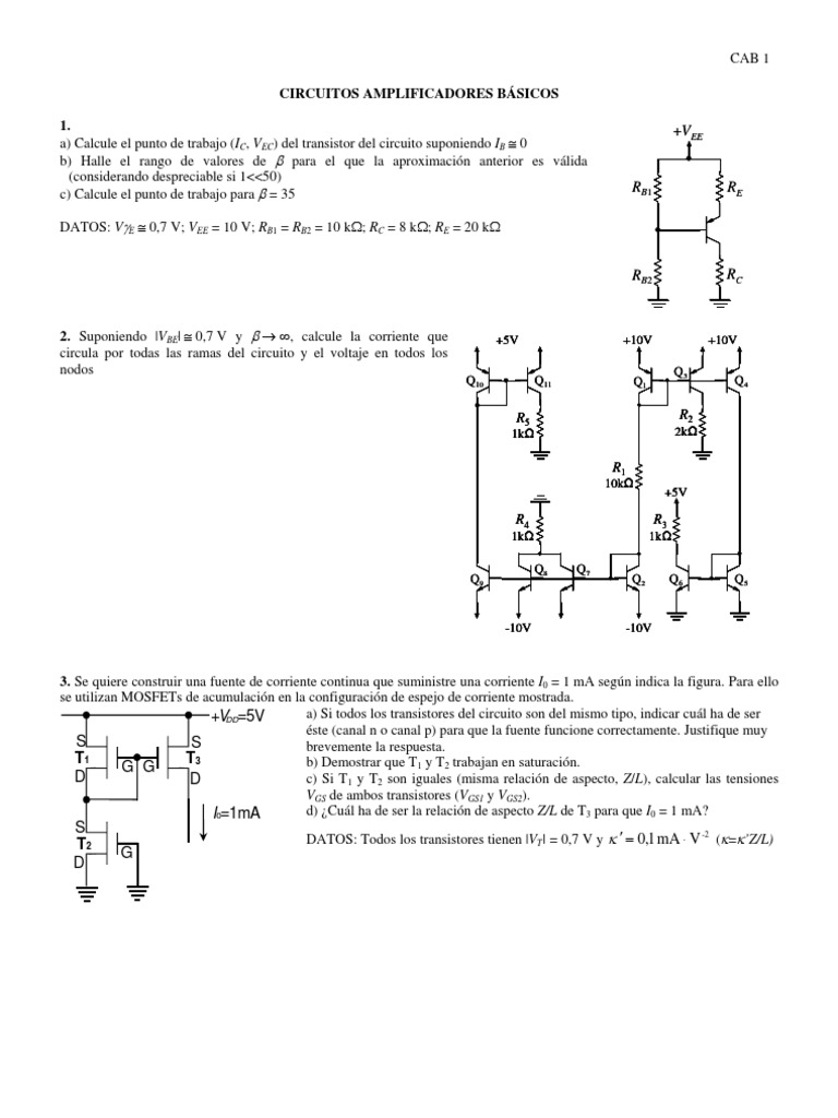 Ejercicios de BJT y Fet Resueltos PDF Transistor Resistencia
