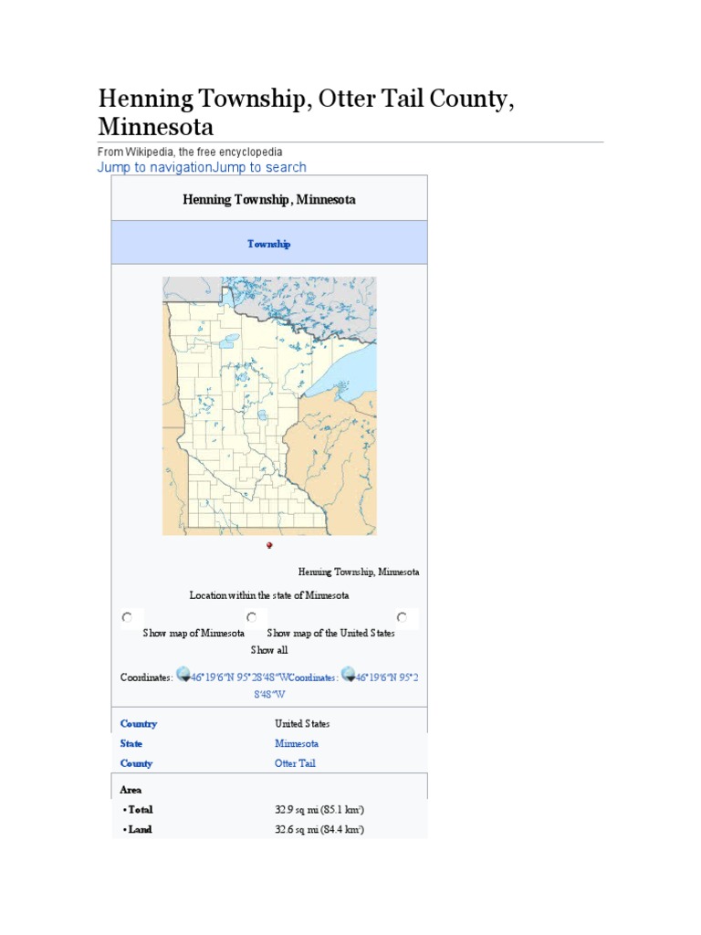 A Concise History and Demographic Profile of Henning Township in Otter