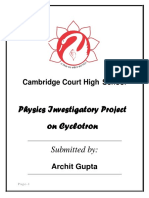 Cambridge Court High School: Physics Investigatory Project On Cyclotron