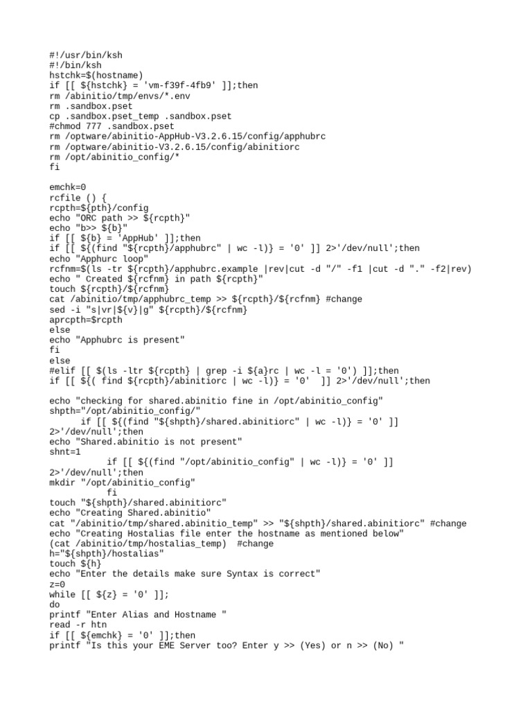 Ab Initio Environment Setup Script | PDF | Unix Software | Computer ...