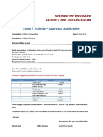 Event / Activity - Approval Application: Students' Welfare Committee Iim Lucknow