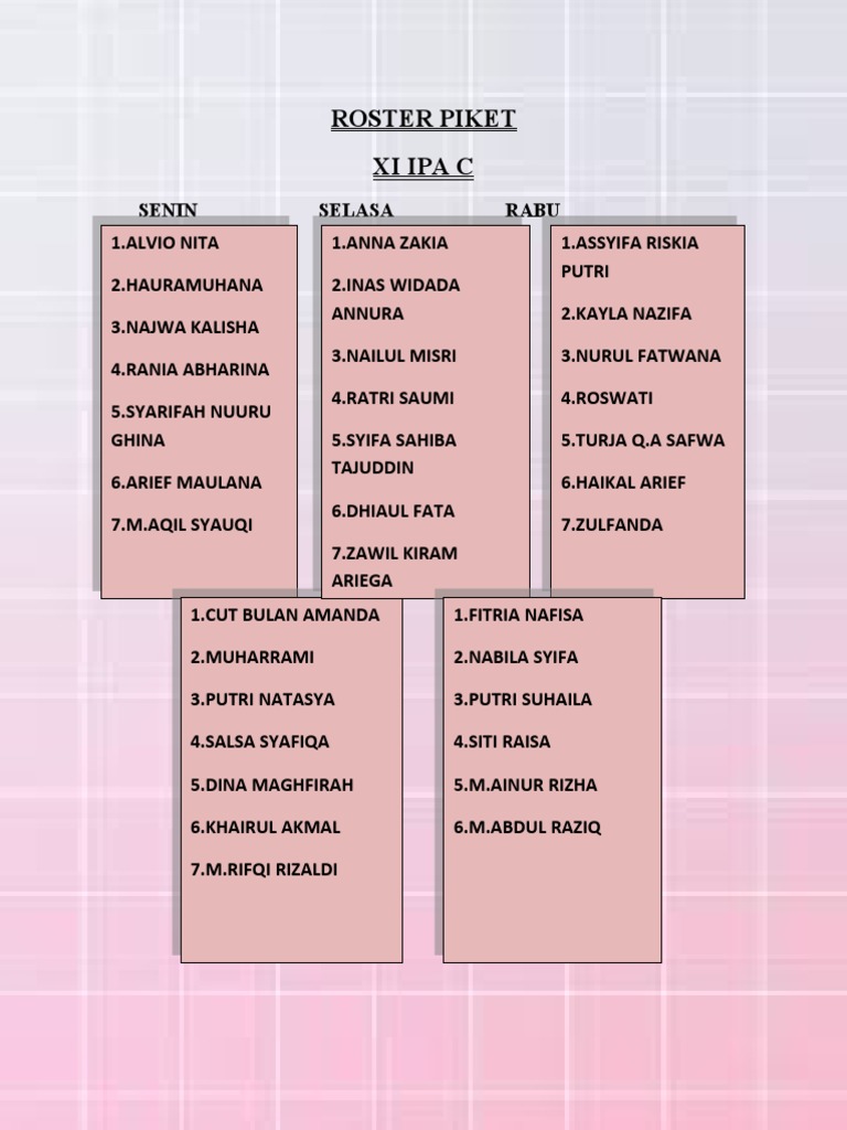 Roster Piket2 | PDF
