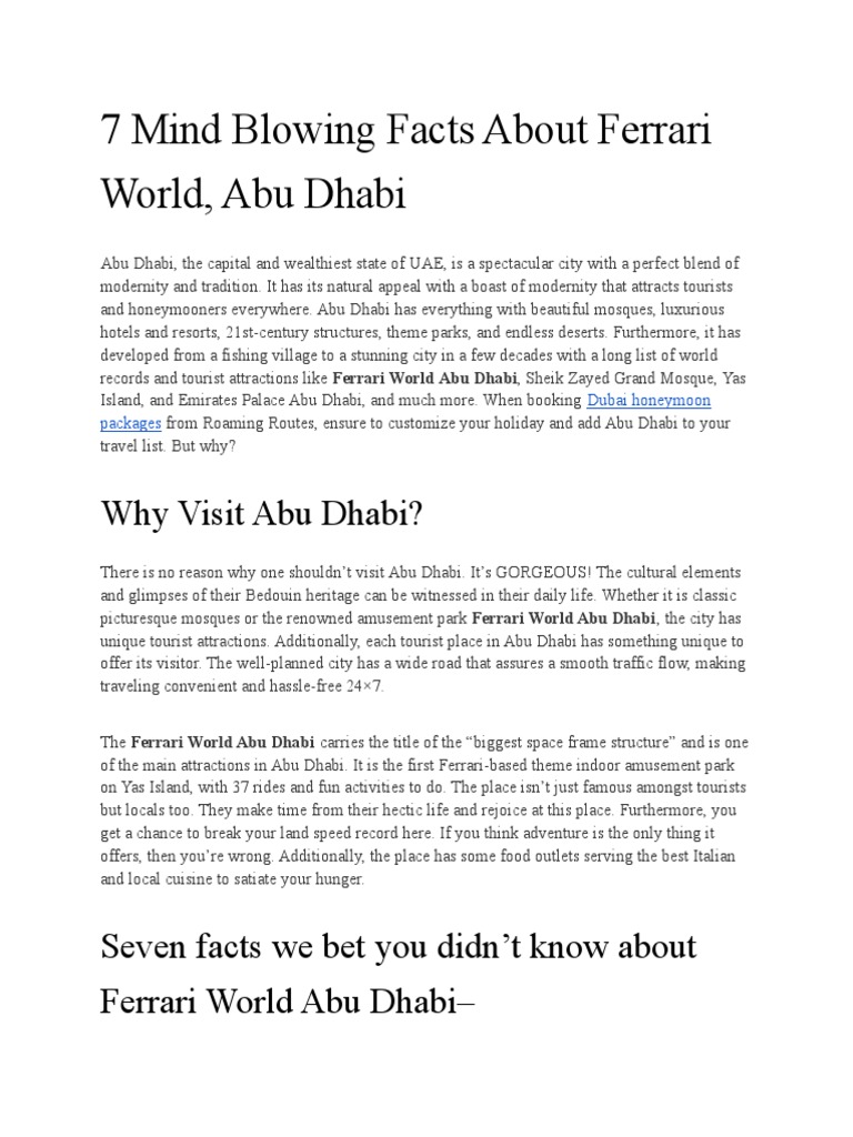 7 Mind Blowing Facts About Ferrari World, Abu Dhabi PDF Ferrari