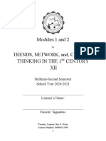 Modules 1 and 2 Trends, Network, And, Critical Thinking in The 1 Century XII