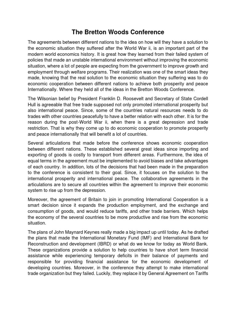The Bretton Woods Conference - Yusongco | PDF | Inflation | Balance Of ...