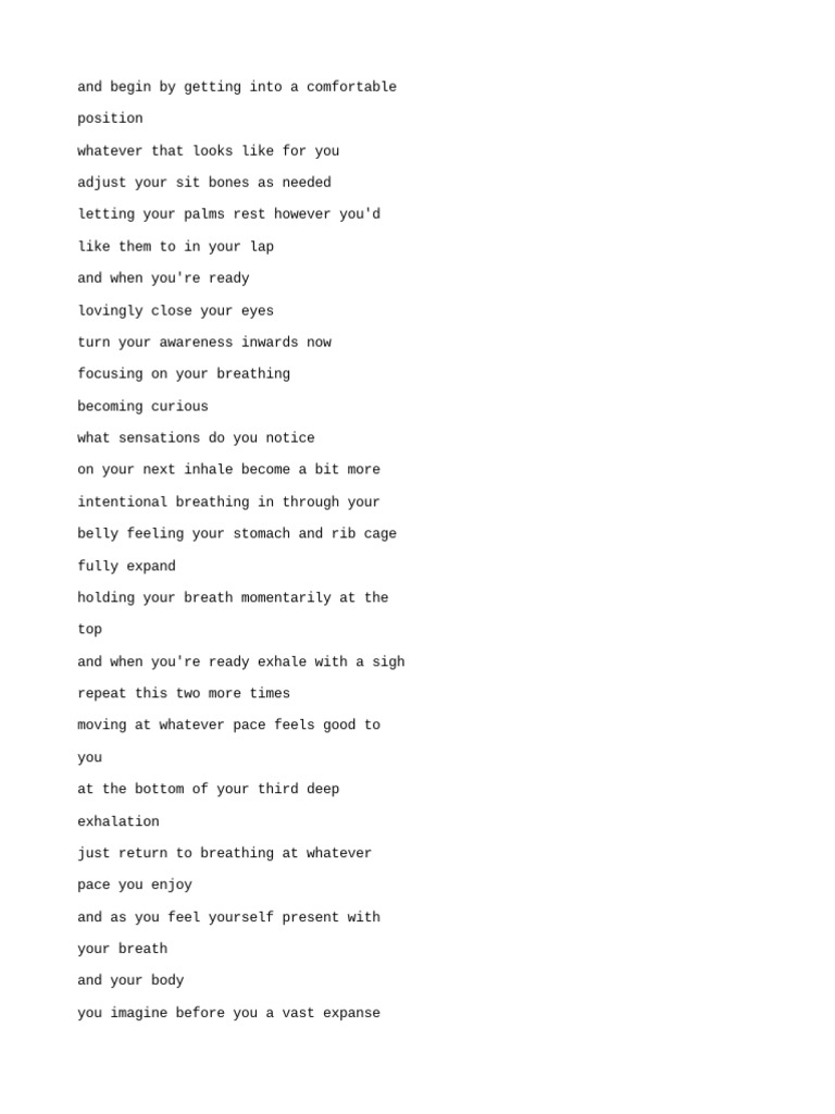 Beach Guided Meditation Script | PDF | Breathing