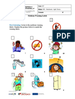 First Listening:: Listen To The Medicine Warning Labels. Number The Pictures Below To Match The Warning Labels