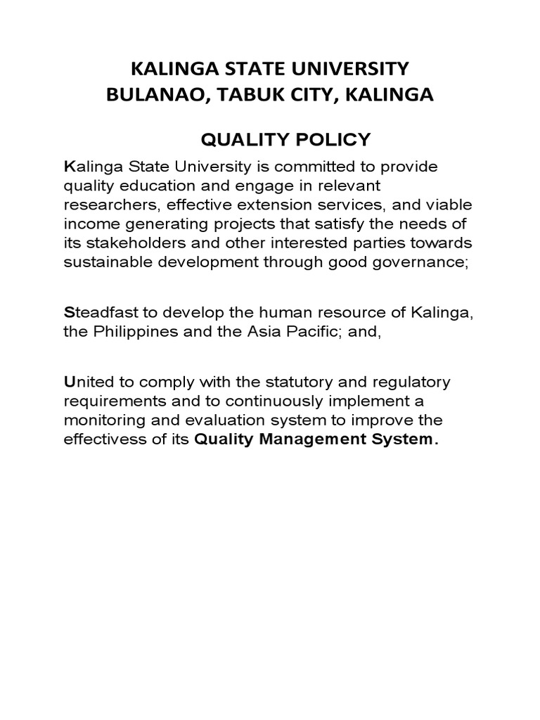 Ksu Quality Policy PDF