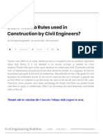 Basic Thumb Rules Used in Construction by Civil Engineers
