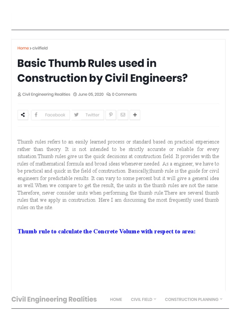 THUMB RULES IN CIVIL ENGINEERING visual data 7