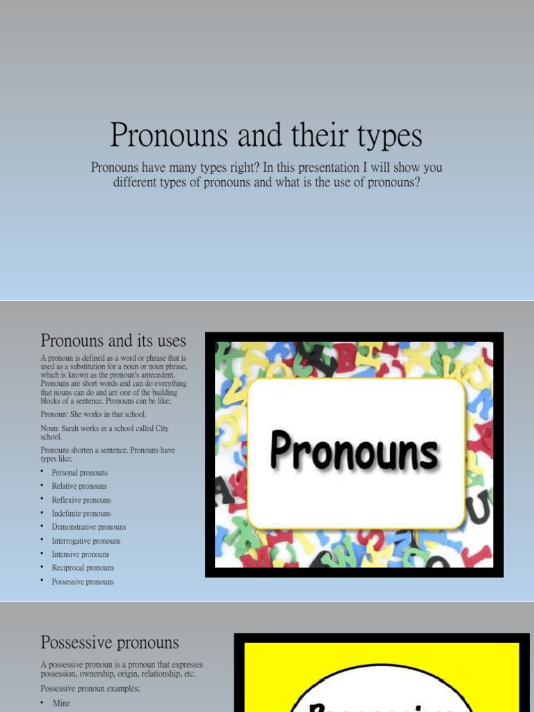 Types of Pronouns Explained | PDF | Pronoun | Linguistics