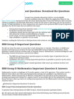 RRB Group D Important Questions - Download The Questions As PDF Here