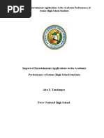 Impact of Entertainment Applications To The Academic Performance of Senior High School Students