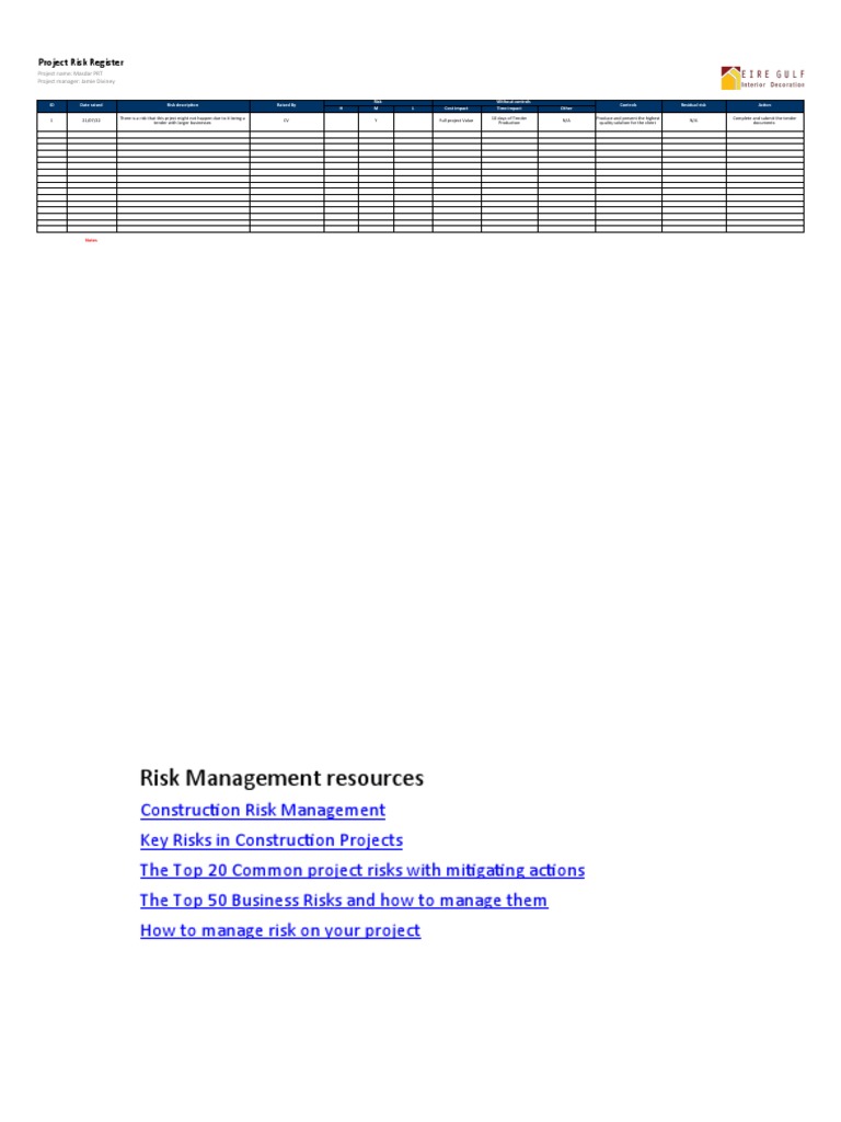 Masdar PRT Construction Risk Register | PDF