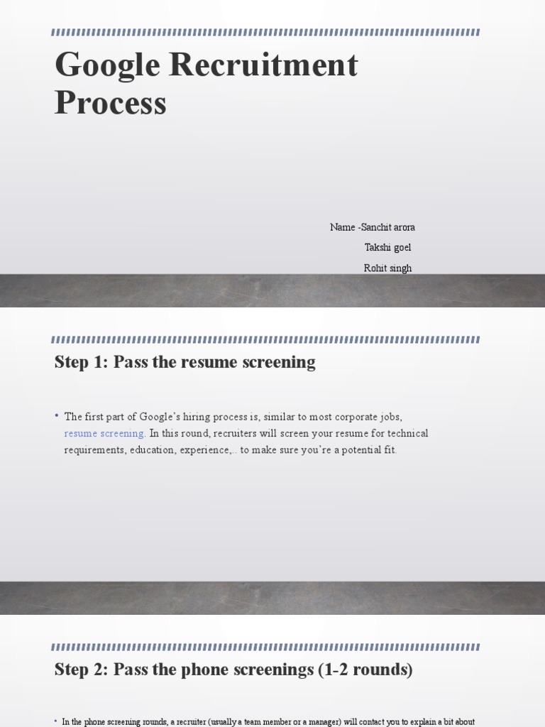 Google Recruitment Process Overview | PDF | Recruitment | Job Interview