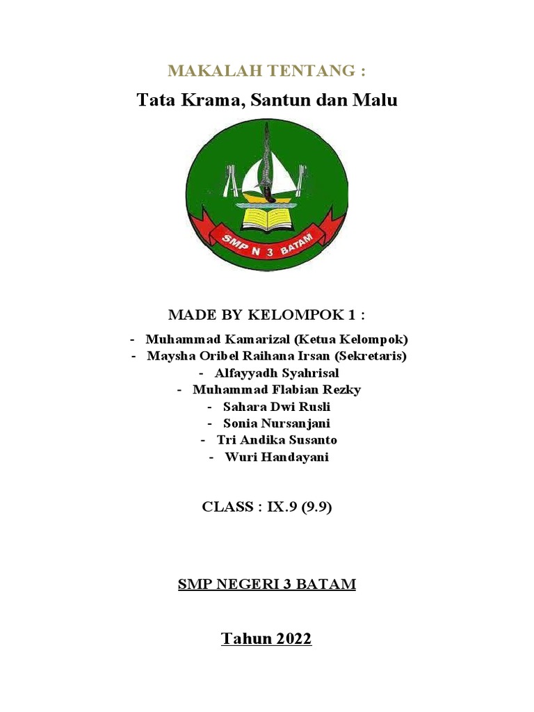 Tata Krama dan Rasa Malu di SMPN 3 Batam | PDF