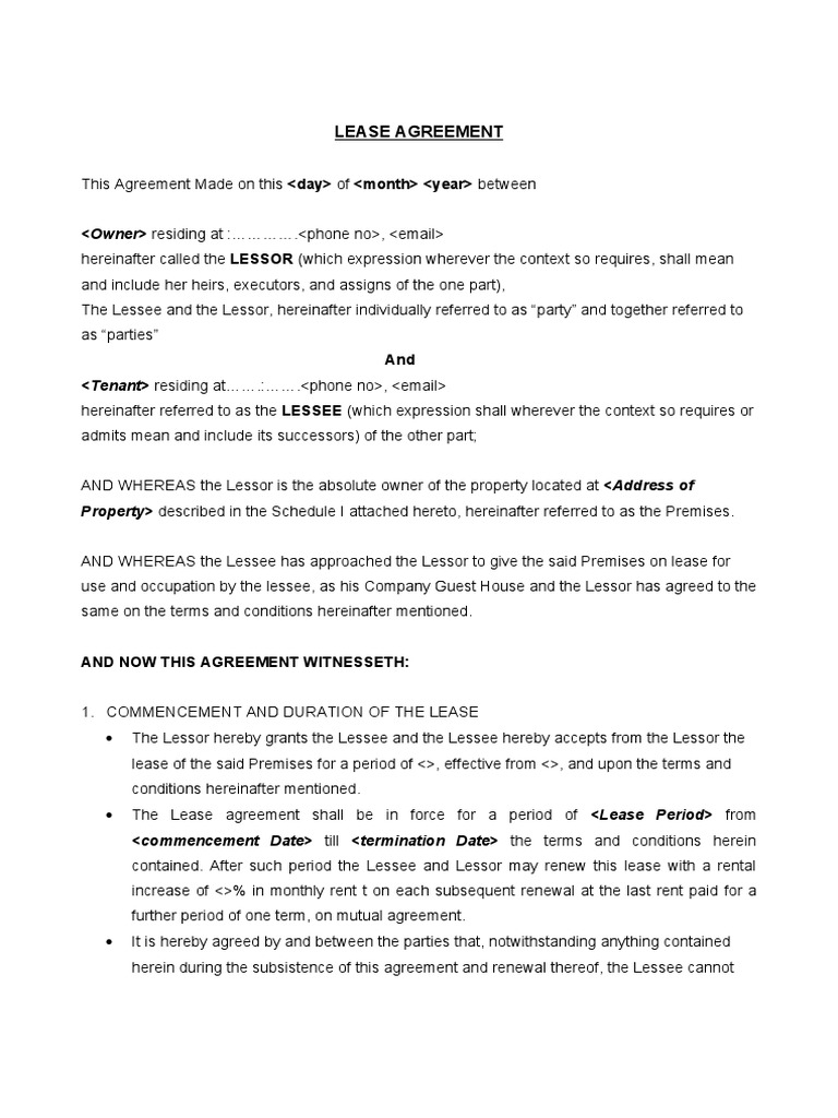 Residential Lease Agreement Standard (Updated) PDF Lease Business Law