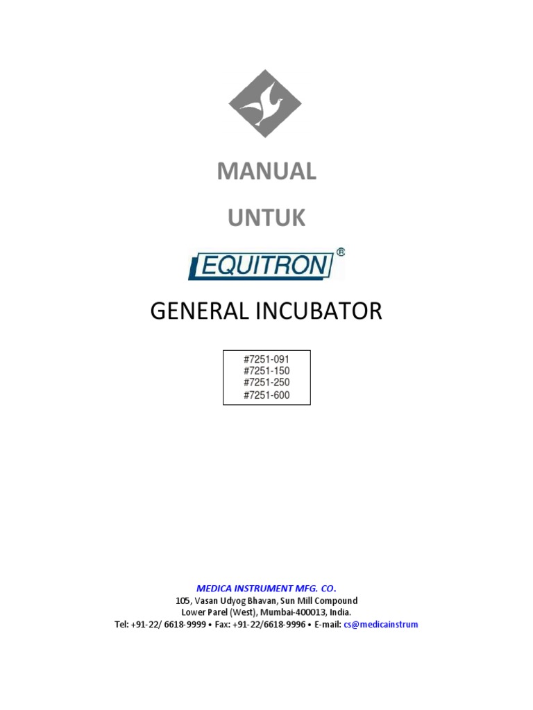 Manual Inkubator Equitron AJC | PDF | Teknologi & Rekayasa