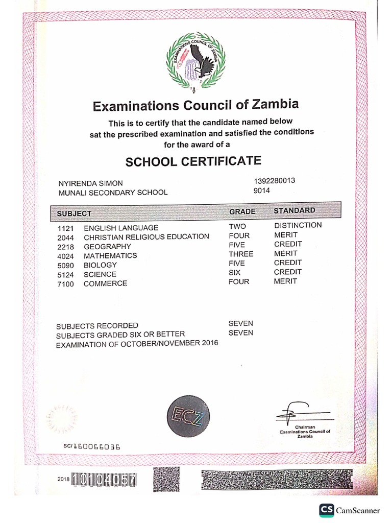 Simon G12 Certificate PDF