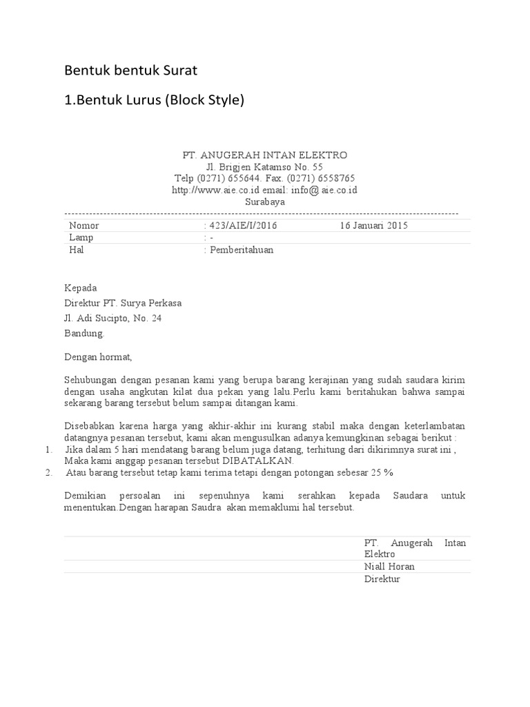 Bentuk Bentuk Surat | PDF