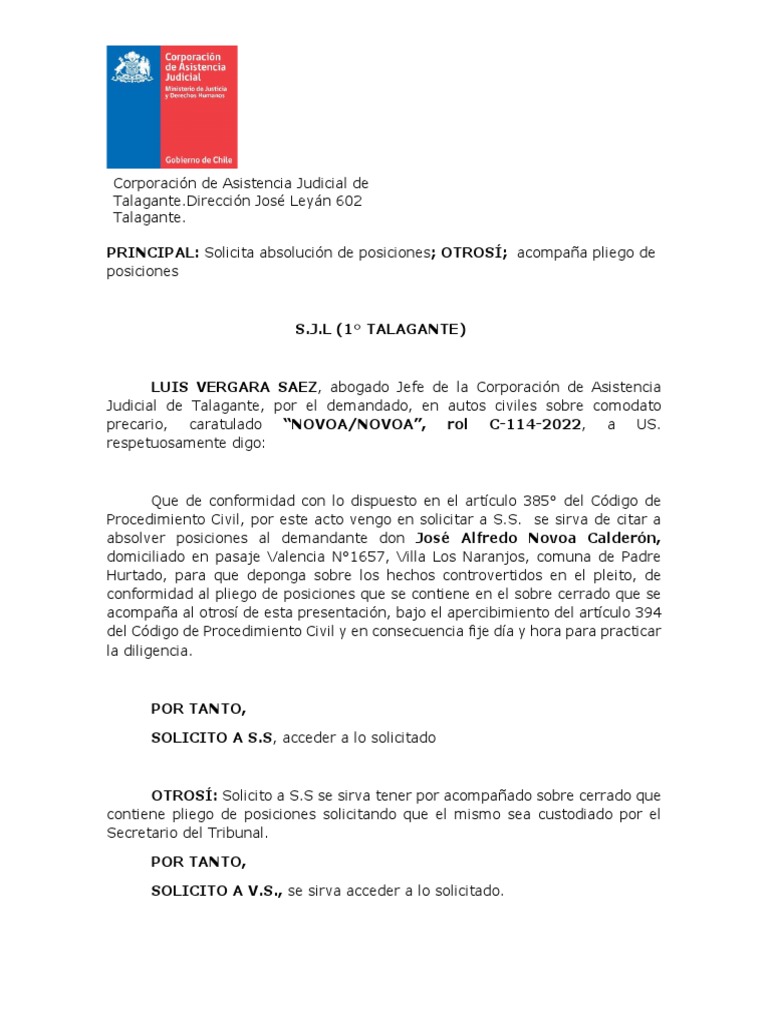 Solicitud de Absolución de Posiciones | PDF