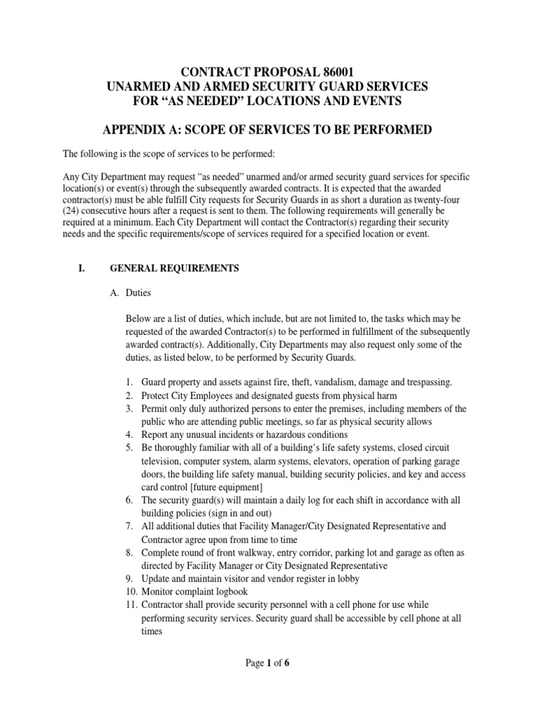 Security Proposal PDF Security Guard Emergency