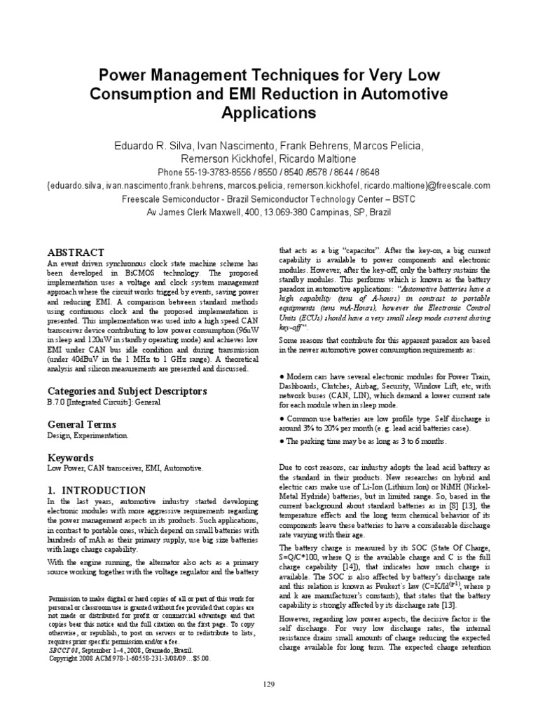 SBCCI2008 Power Management Techniques For Very Low Consumption and EMI ...