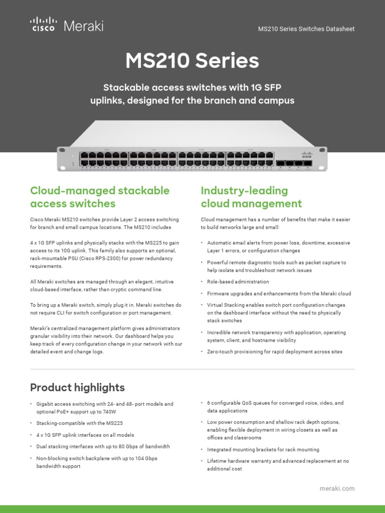 MS210 Series Switches Overview | PDF | Computer Network | Network Switch