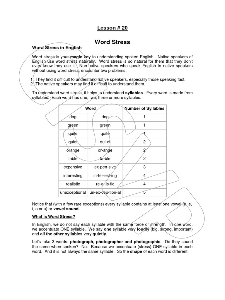Understanding English Word Stress | PDF | Stress (Linguistics ...