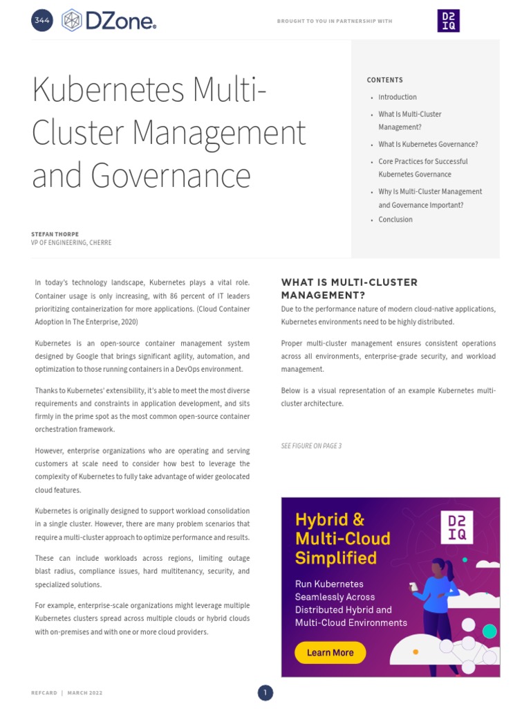Dzone Refcard 344 k8s Governance 2022 | PDF | Cloud Computing | Governance