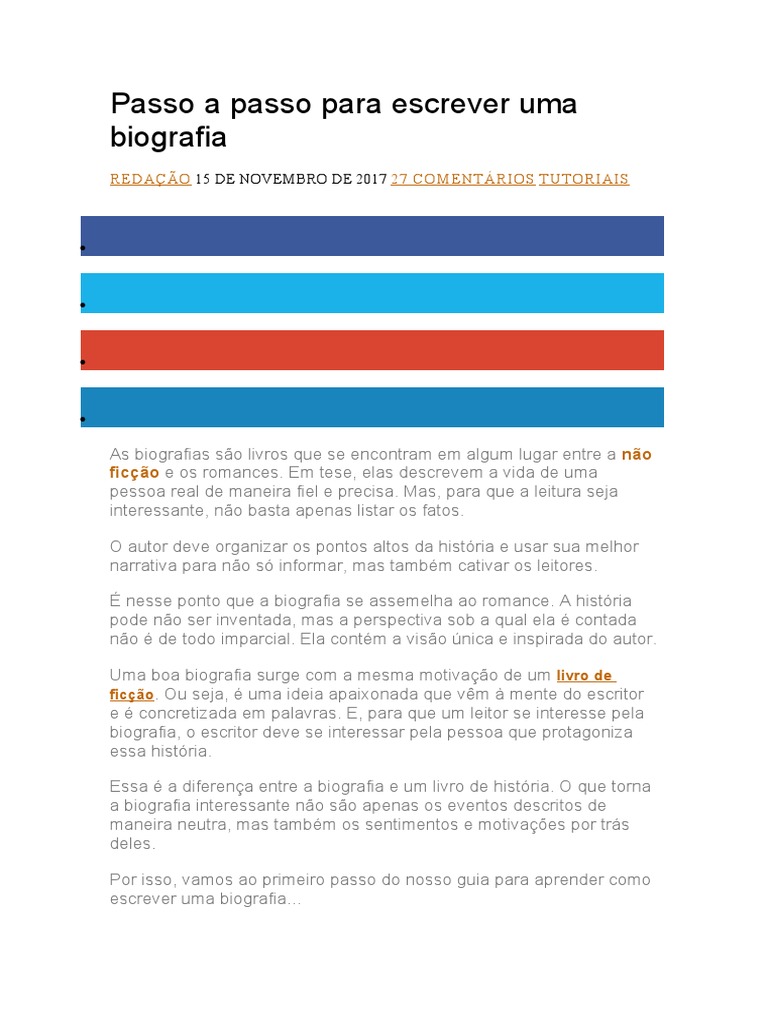 Guia para Escrever Biografias | PDF | Entrevista | Biografia