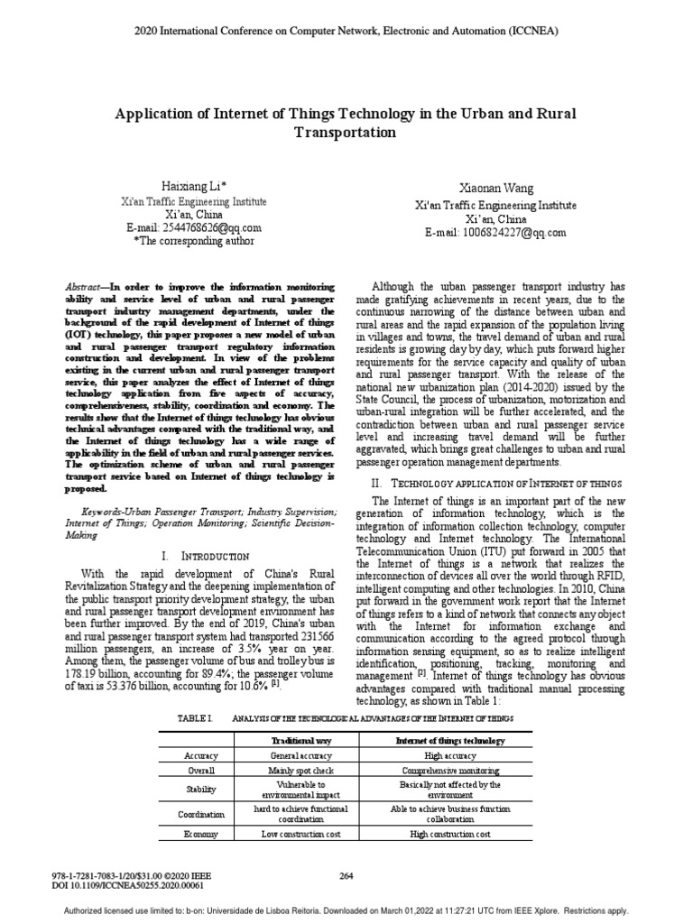 Application of Internet of Things Technology in The Urban and Rural ...