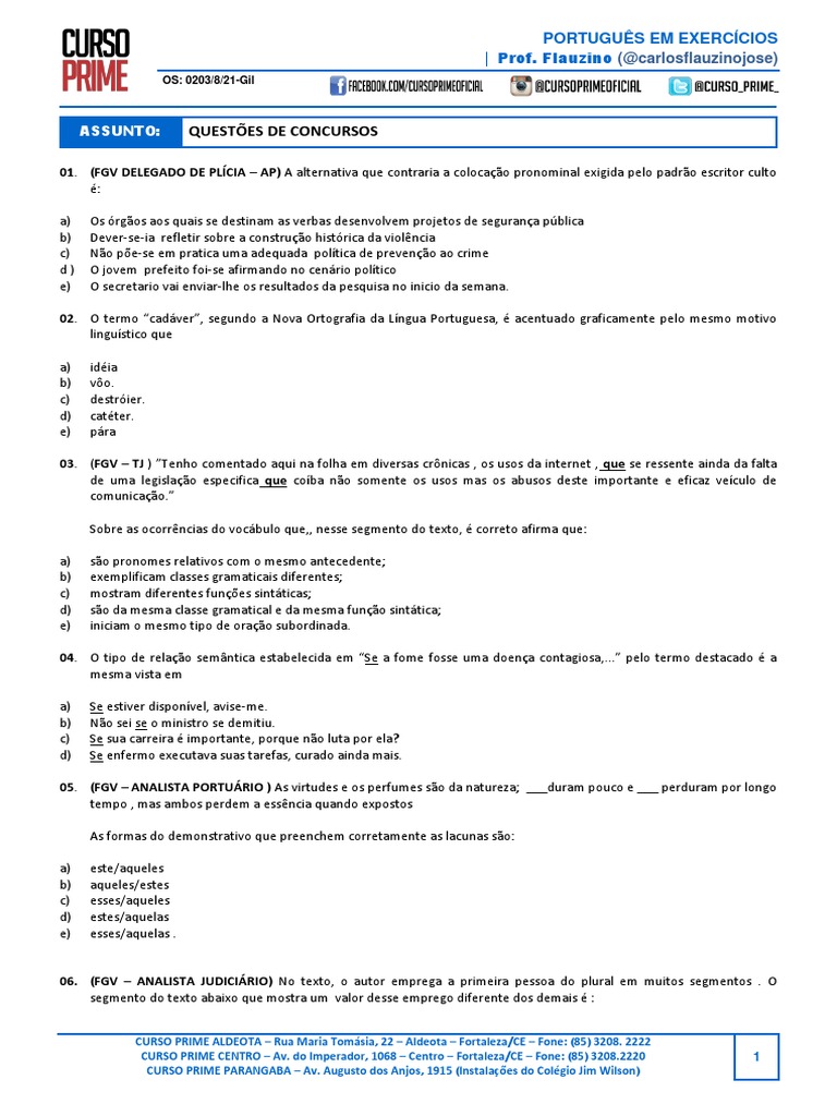 Questões de Português para Concursos | PDF | Linguística