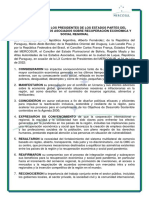 DECLARACIÓN DE LOS PRESIDENTES DE LOS ESTADOS PARTES DEL  MERCOSUR Y ESTADOS ASOCIADOS SOBRE RECUPERACIÓN ECONÓMICA Y SOCIAL REGIONAL