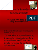 MR Watson's Introduction To Spreadsheets: The Quick' and Easy' Guide To Using Microsoft Excel