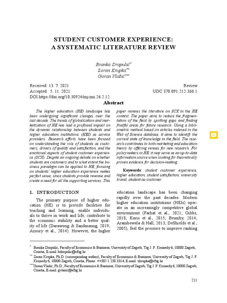 Systematic Review of Student Experience | PDF | Customer Satisfaction ...