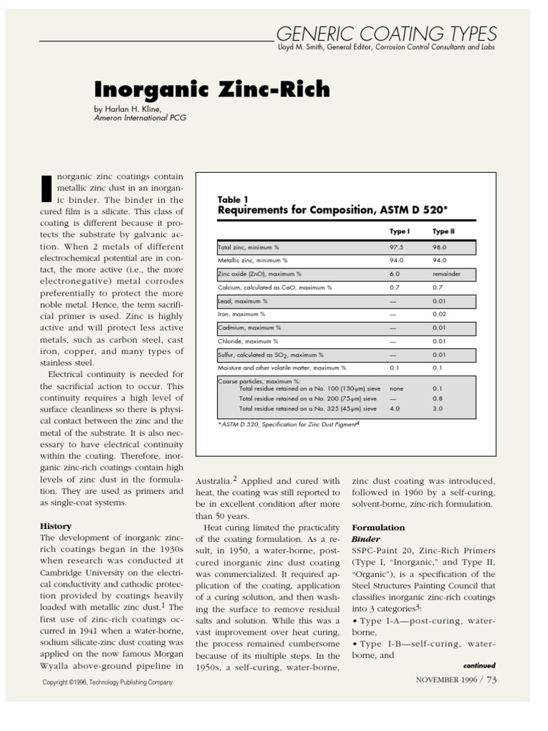 ZincRich Generic Coating Types PDF Zinc Corrosion