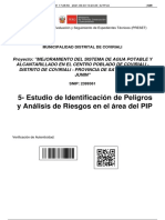 Estudio de Identificación de Peligros y Análisis de Riesgos en el área del PIP del proyecto MEJORAMIENTO DEL SISTEMA DE AGUA POTABLE Y ALCANTARILLADO EN EL CENTRO POBLADO DE COVIRIALI