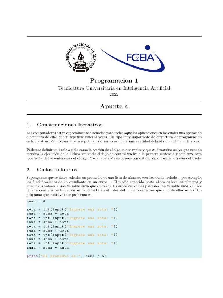 Apunte 4 | PDF | Python (lenguaje de programación) | Flujo de control
