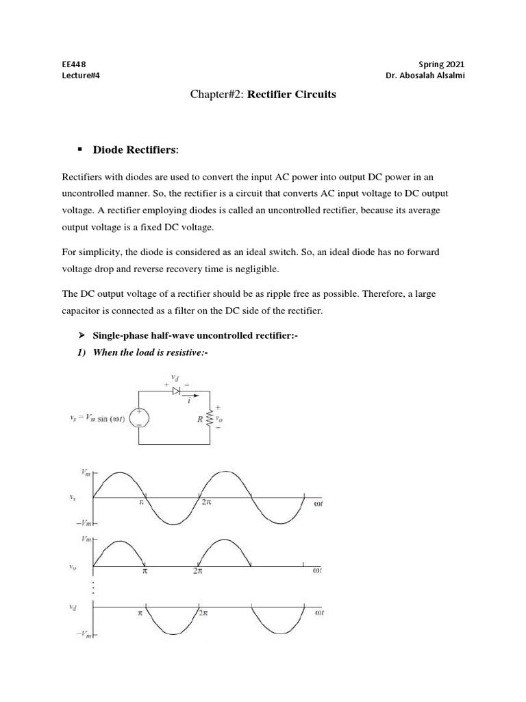 Diode Rectifiers Chapter2 Rectifier Circuits PDF Rectifier