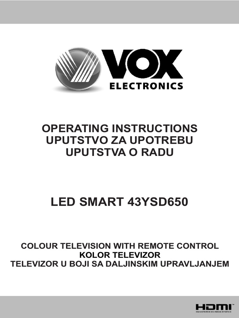 Led Smart 43ysd650 Operating Instructions Uputstvo Za Upotrebu