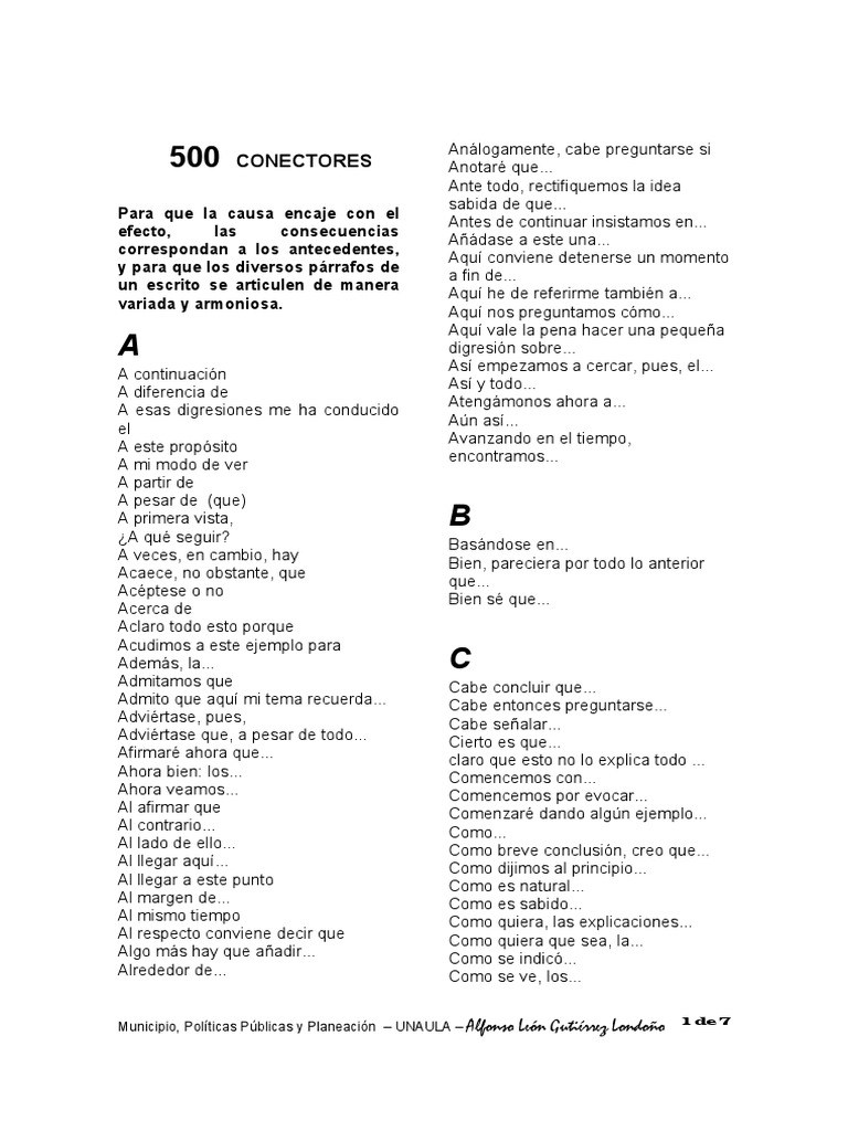 Conectores (500) Algl | PDF | Verdad