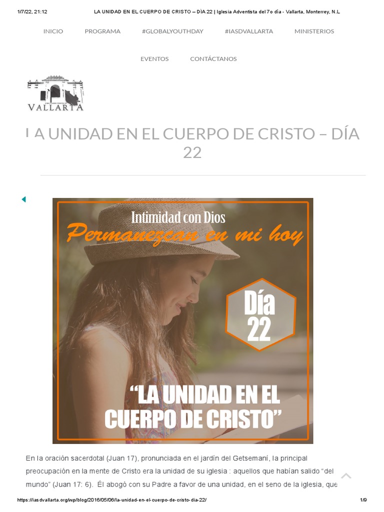LA UNIDAD EN EL CUERPO DE CRISTO - DÍA 22 - Iglesia Adventista Del 7o ...