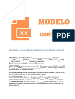 Modelo de Contrato de Aluguel Simples Word para Preencher Atualizado