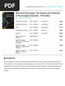 Wiley - Abnormal Psychology - The Science and Treatment of Psychological Disorders, 14th Edition - 978-1-119-36228-9