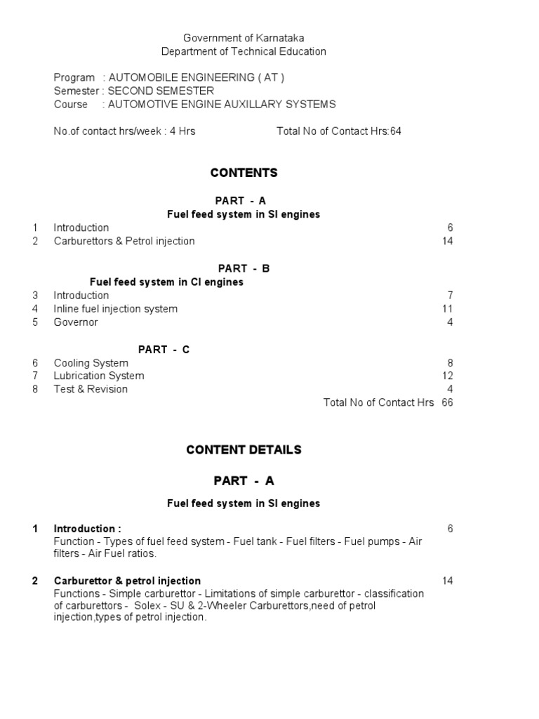 Automotive Engine Auxillary Systems | PDF | Carburetor | Diesel Engine
